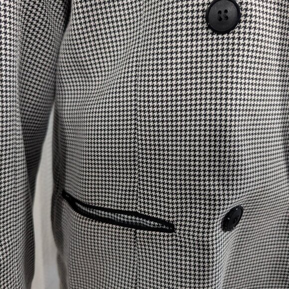 Vintage Houndstooth Blazer Black and White double-breasted Shoulder pads Size 10 - Picture 3 of 12